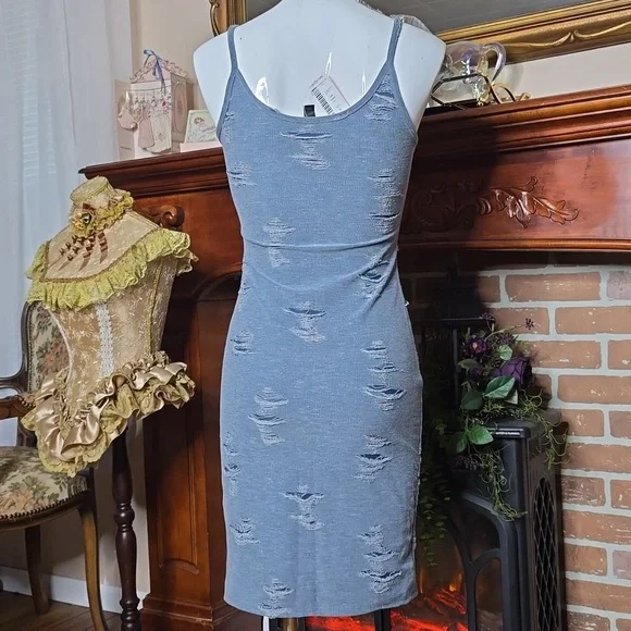 NWT Distressed Mini Dress from Love Culture SM Blue - Picture 5 of 6